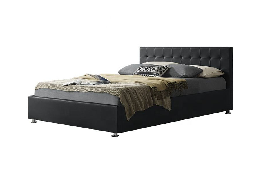 1405G Nigrum Faux-PU Leather Indoor Ottomanicum ascensum repono Bed Frame