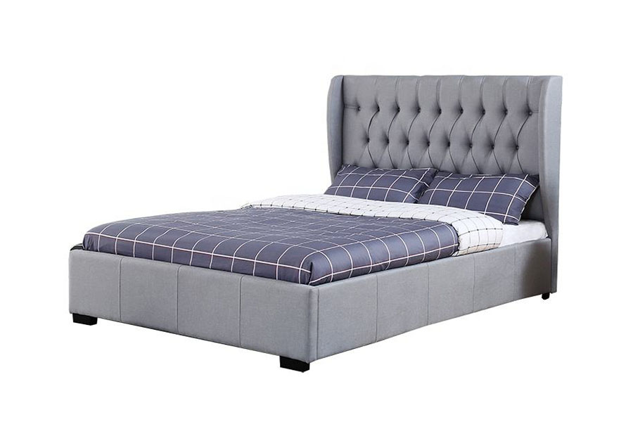 1310G princeps Headboard Wingback Grey-Fabric Button-Detail PRAECLUSIO Bed Artus