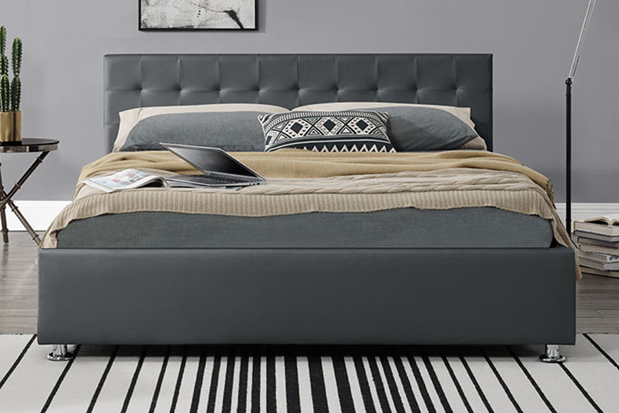1405G Nigrum Faux-PU Leather Indoor Ottomanicum ascensum repono Bed Frame