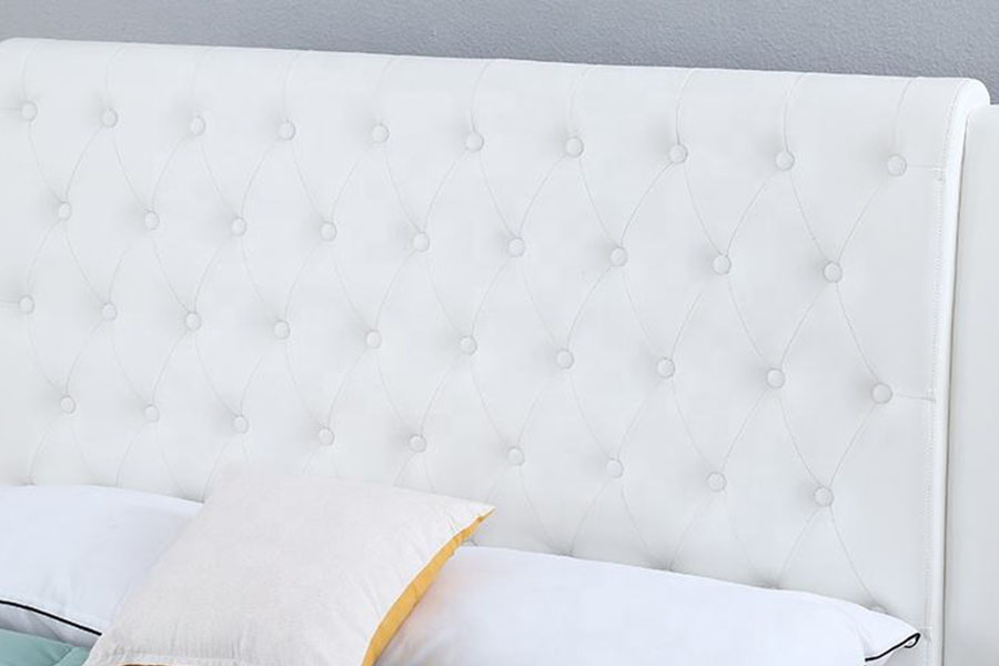 1398G White-Leather Wooden-Frame Gas Tollite Lupum Upholstered PRAECLUSIO Bed Frame