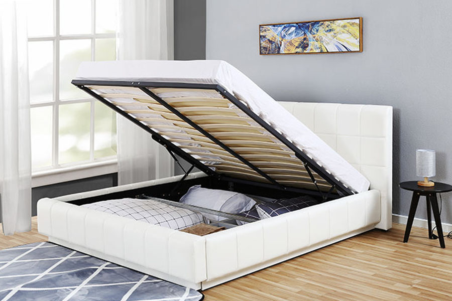 1305G Tres-DUXERIT White-P Leather PRAECLUSIO cubiculo ascensum lectum Frame