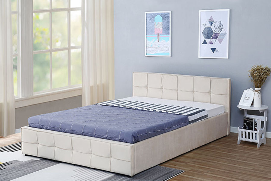 1295G Panel-Headboard Fabricae Reginae Upholstered Ottomanicum at Bed Frame