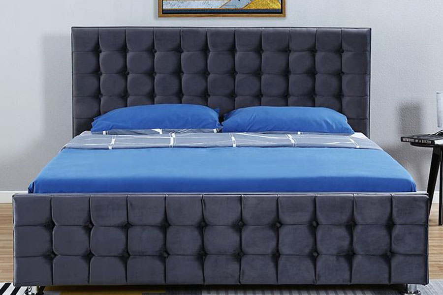 1354G Velvet Tufted Panel Solid-Wood Regis Ottoman Repono Bed Frame