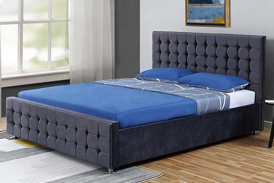 1354G Velvet Tufted Panel Solid-Wood Regis Ottoman Repono Bed Frame