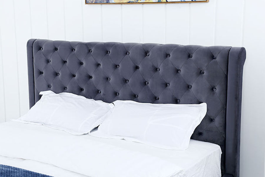 1293G Plush-Velvet Firmus-Wood Ottoman Regina Upholstered Storage Bed Frame