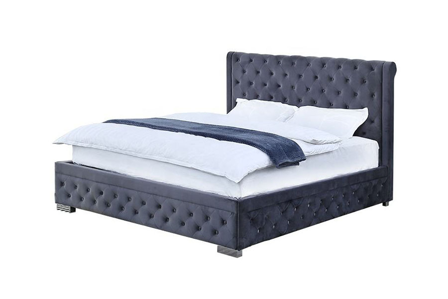 1293G Plush-Velvet Firmus-Wood Ottoman Regina Upholstered Storage Bed Frame