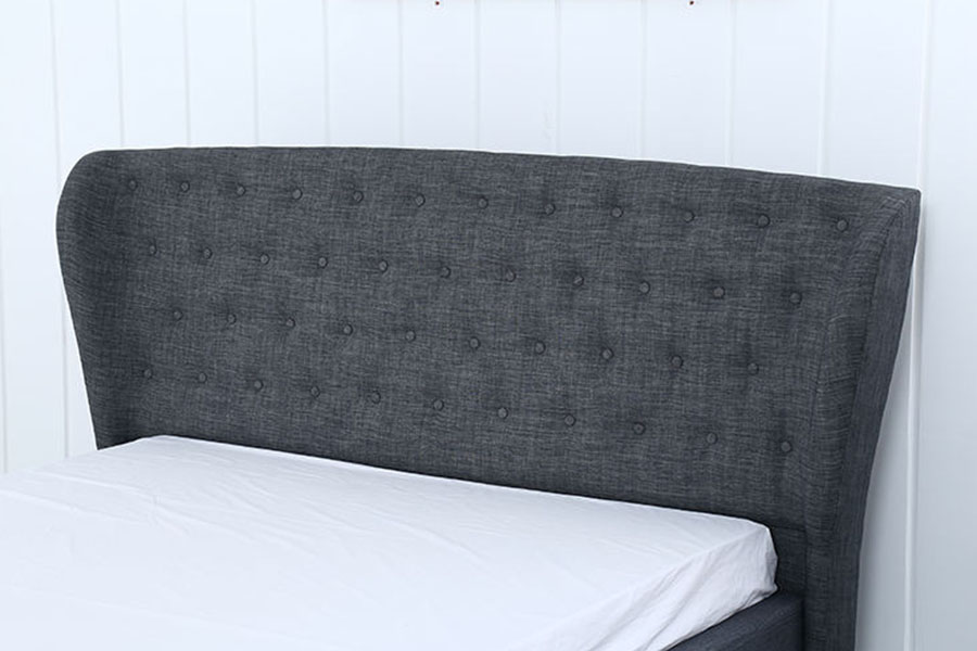 1292G Europae Wingback Grey-linen Buttoned ligneus-leg ascensum Bed