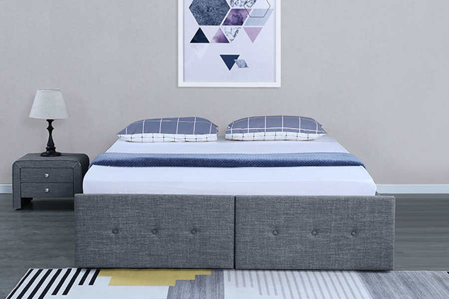 1326DG Gas-Lift Panel-Style Fabric Regina Storage Drawer Upholstered Bed Frame