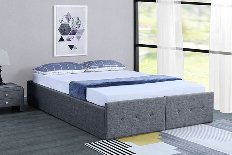 1326DG Gas-Lift Panel-Style Fabric Regina Storage Drawer Upholstered Bed Frame