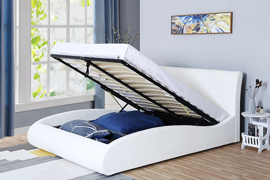 1280G Mollis Headboard Faux-Leather Gas-Leva Cubiculum PRAECLUSIO Bed Frame