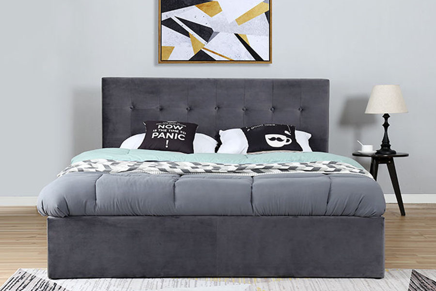 1274G Tufted Space-Saving Leather Hydraulic Leva Regina Storage Bed Frame